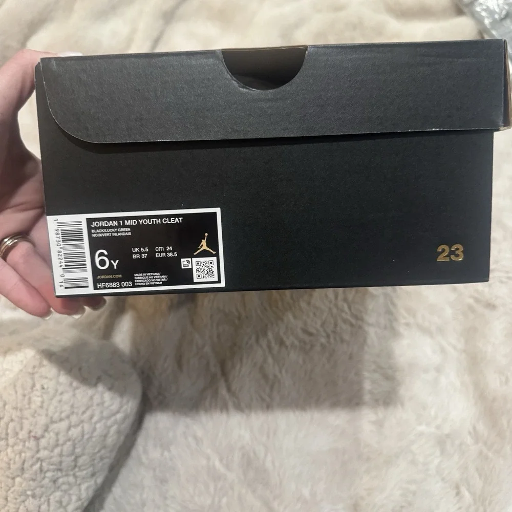 Jordan 1 Mid Cleats Black Lucky Green Big Kids 6Y New In Box